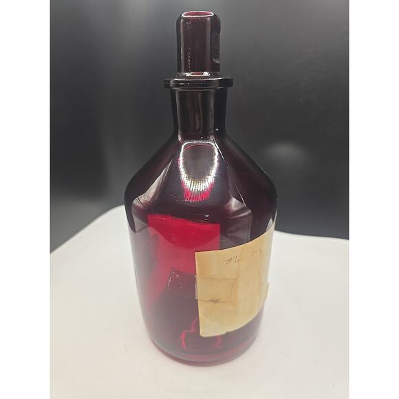 Corning Ruby Red Apothecary Jar with Bottle Glass Stopper Marked W. Germany READ - Picture 3 of 7